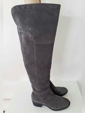 Vince Camuto Bestan Granite Peak Verona Over the Knee Grey Suede Boots